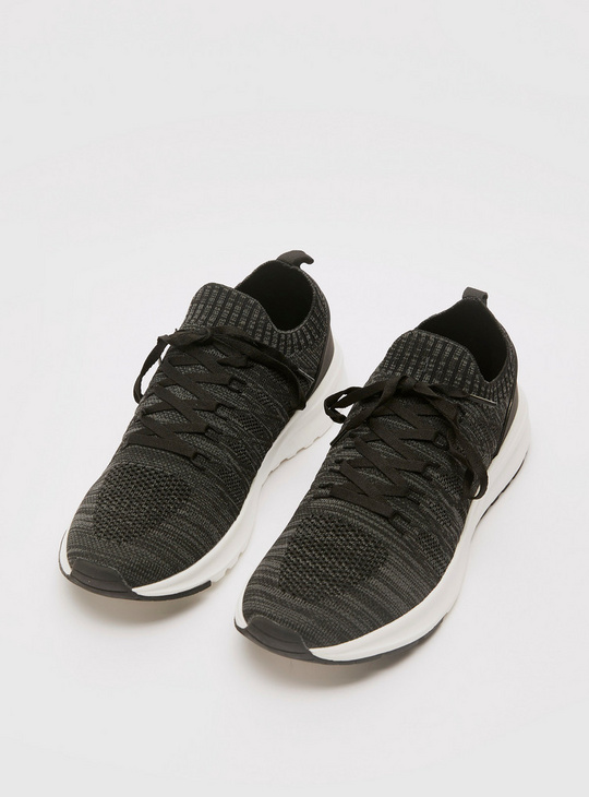 Textured Sneakers with Lace-Up Closure