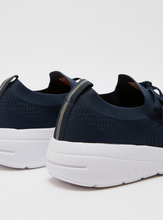 Textured Sports Shoes with Lace-Up Closure and Pull Tabs