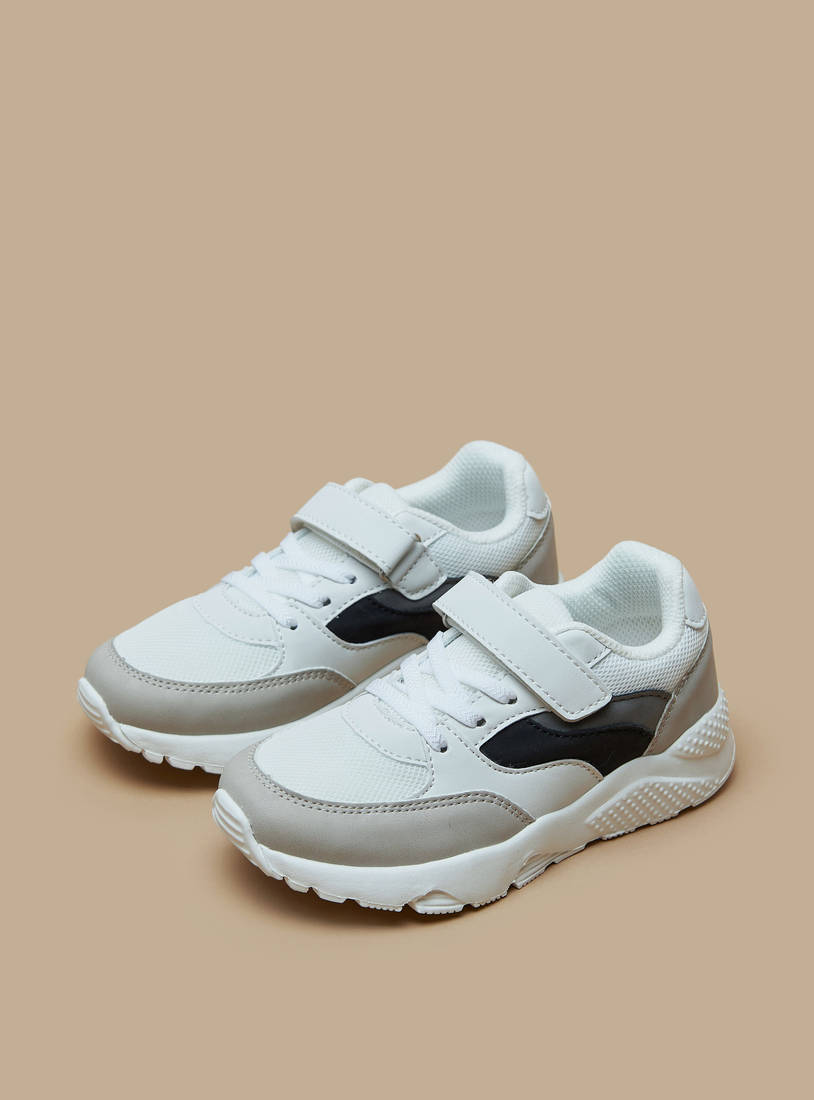 Panelled Sports Shoes with Hook and Loop Closure-Sports Shoes-image-1