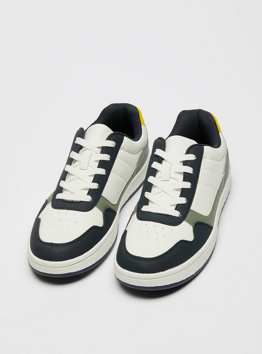 Colourblock Sports Shoes with Lace-Up Closure