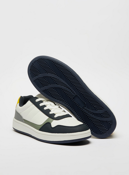 Colourblock Sports Shoes with Lace-Up Closure