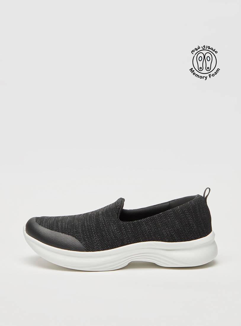 Textured Slip-On Sneakers with Pull Up Tab-Shoes-image-0