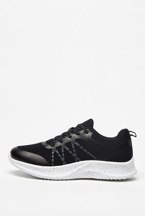 Solid Sports Shoes with Lace-Up Closure and Pull Tabs