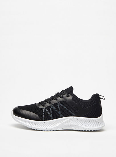 Solid Sports Shoes with Lace-Up Closure and Pull Tabs