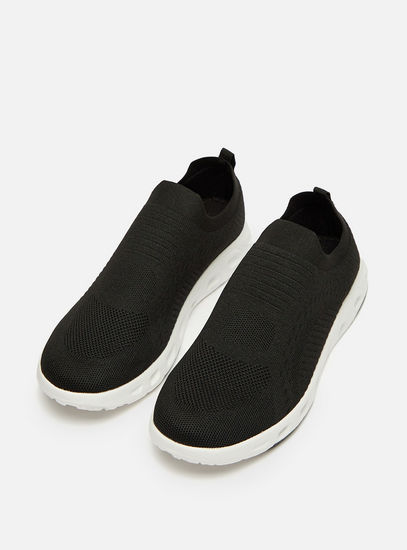Textured Slip-On Walking Shoes with Pull Tabs