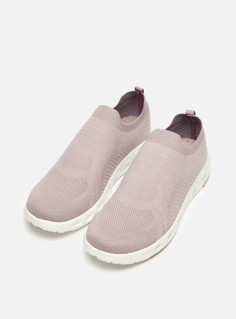 Textured Slip-On Walking Shoes with Pull Tabs-Sports Shoes-image-1