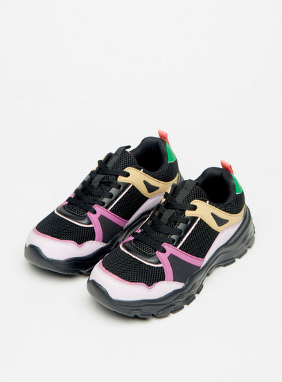 Colourblock Lace-Up Sneakers
