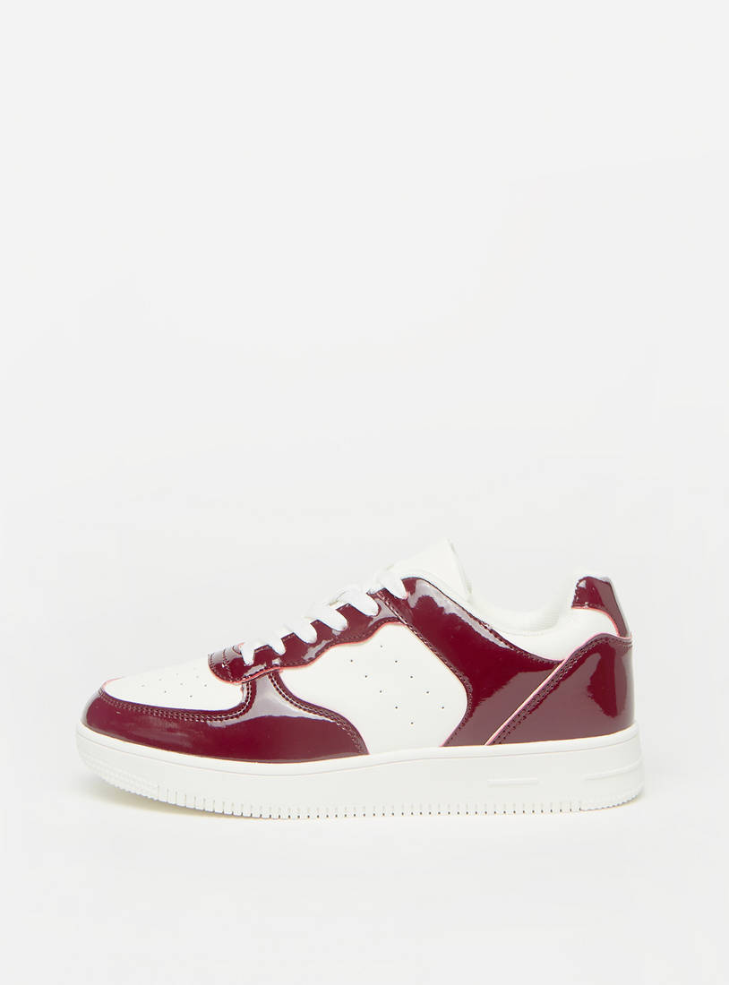 Colourblock Textured Sneakers with Lace-Up Closure-Sneakers-image-0