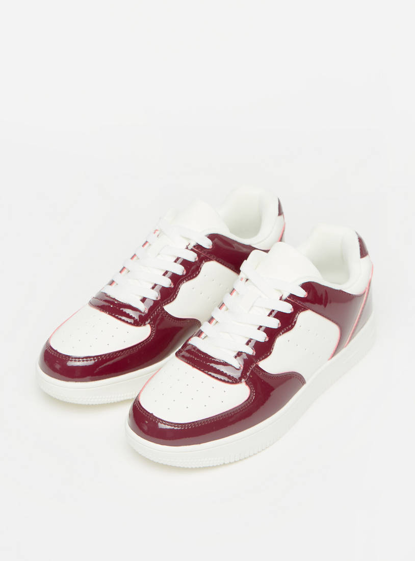 Colourblock Textured Sneakers with Lace-Up Closure-Sneakers-image-1
