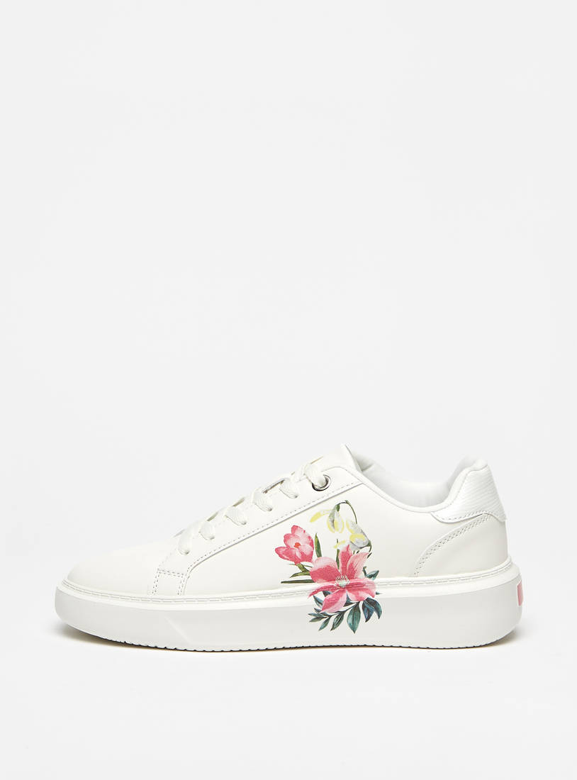 Floral Print Sneakers with Lace-Up Closure-Sneakers-image-0