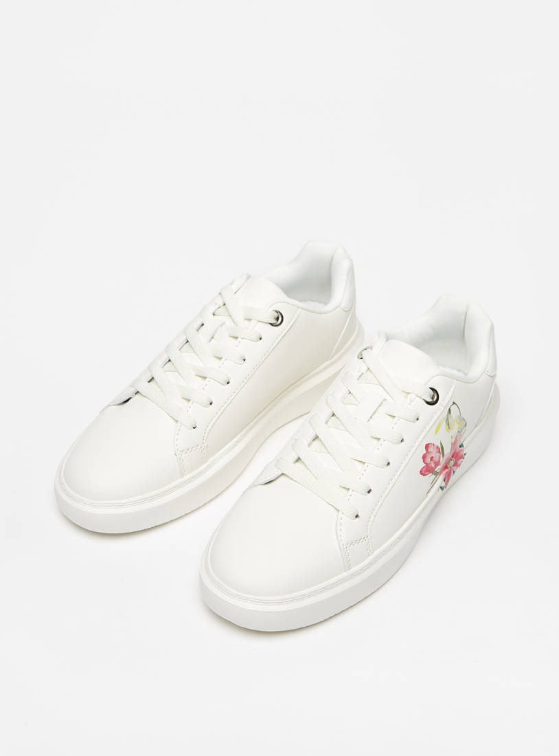 Floral Print Sneakers with Lace-Up Closure-Sneakers-image-1