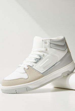 Panelled High Top Lace-Up Sneakers-mxmen-shoes-sneakers-2