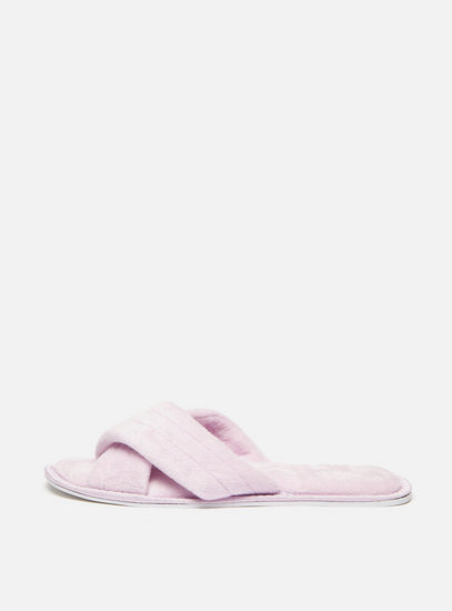 Quilted Cross Strap Slip-On Bedroom Slippers