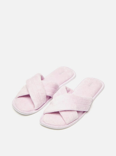 Quilted Cross Strap Slip-On Bedroom Slippers
