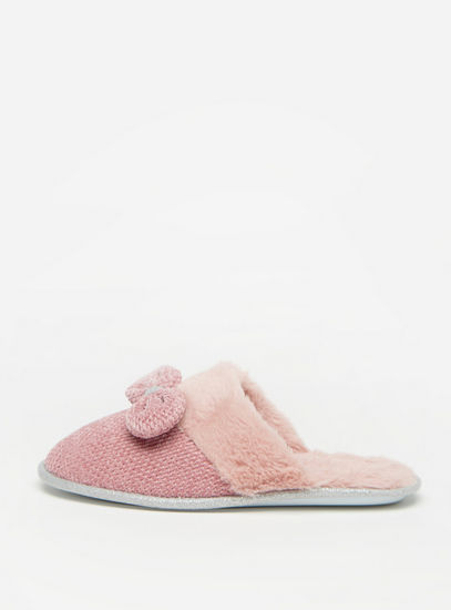 Bow Accented Slip-On Bedroom Slippers