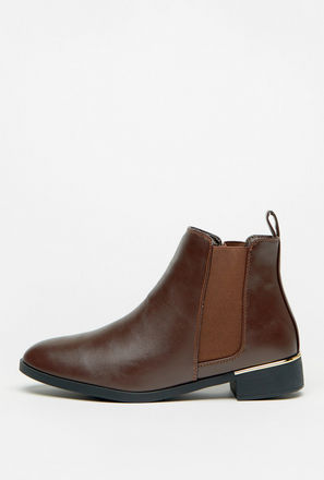 Solid Slip-On Boots with Pull Tab Detail