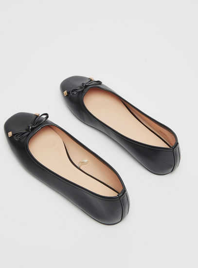 Square Toe Ballerinas with Bow Applique Detail