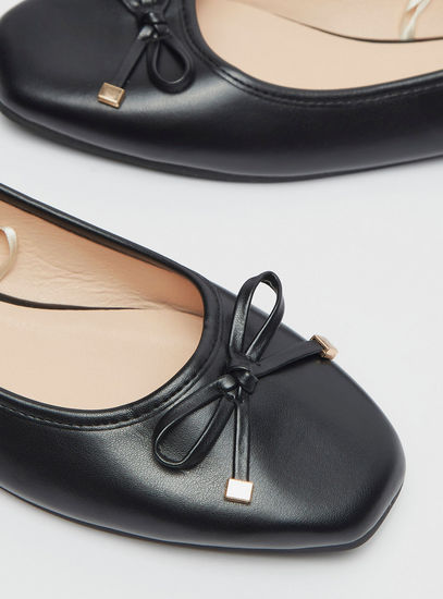 Square Toe Ballerinas with Bow Applique Detail