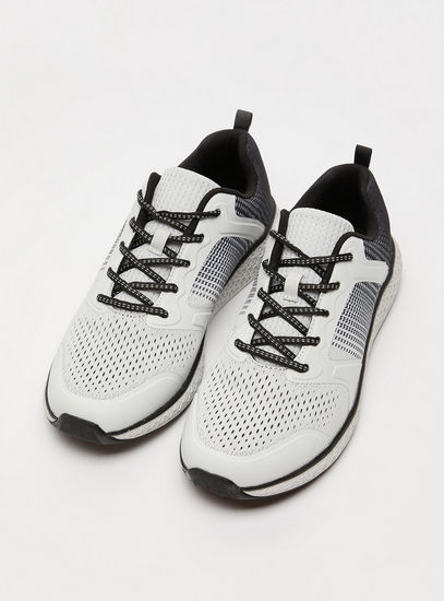 Textured Lace-Up Sports Shoes with Pull Tab