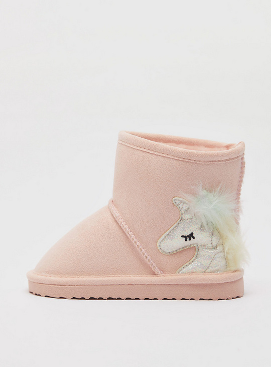 Unicorn Applique Detail Slip-On Boots