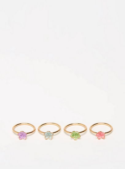 Set of 4 - Floral Accent Ring