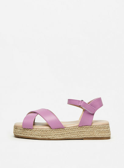 Solid Strappy Sandals with Hook and Loop Closure-Sandals-image-0