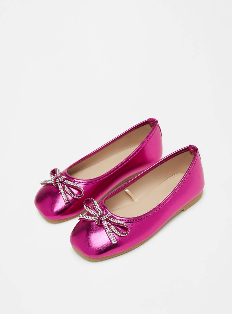 حذاء باليرينا سهل الارتداء مزيّن بفيونكة-الأحذية الباليرينا-image-1