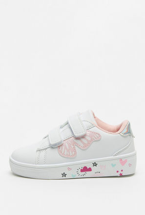 Butterfly Applique Sneakers with Hook and Loop Closure