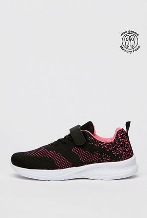 Textured Sneakers with Hook and Loop Closure