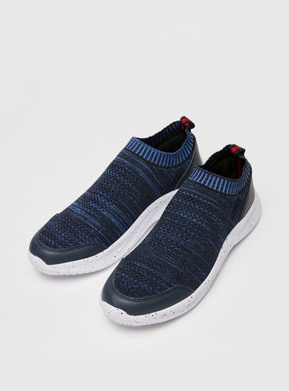 Textured Slip-On Shoes with Pull-Up Tab
