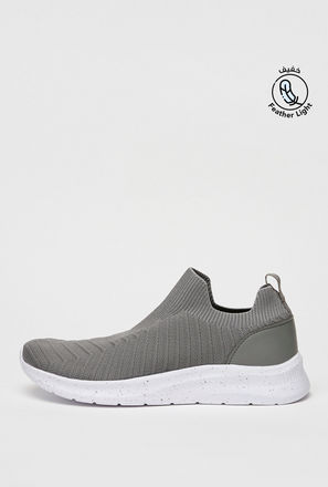 Textured Slip-On Sneakers with Pull Up Tab