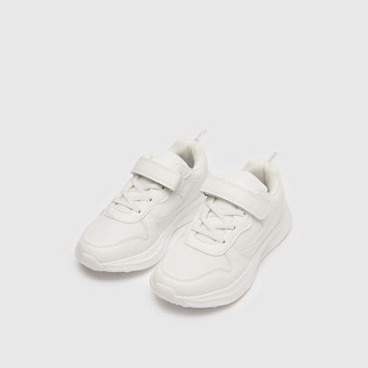Textured Sneakers with Hook and Loop Closure