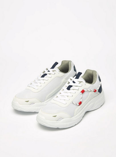 Textured Sport Shoes with Lace-Up Closure