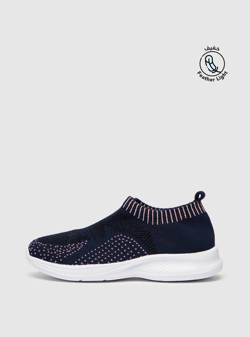 Textured Slip-On Sports Shoes with Pull Tabs-Sports Shoes-image-0