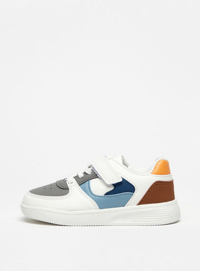Colourblock Plimsoll Sneakers with Hook and Loop Closure-Sports Shoes-image-0