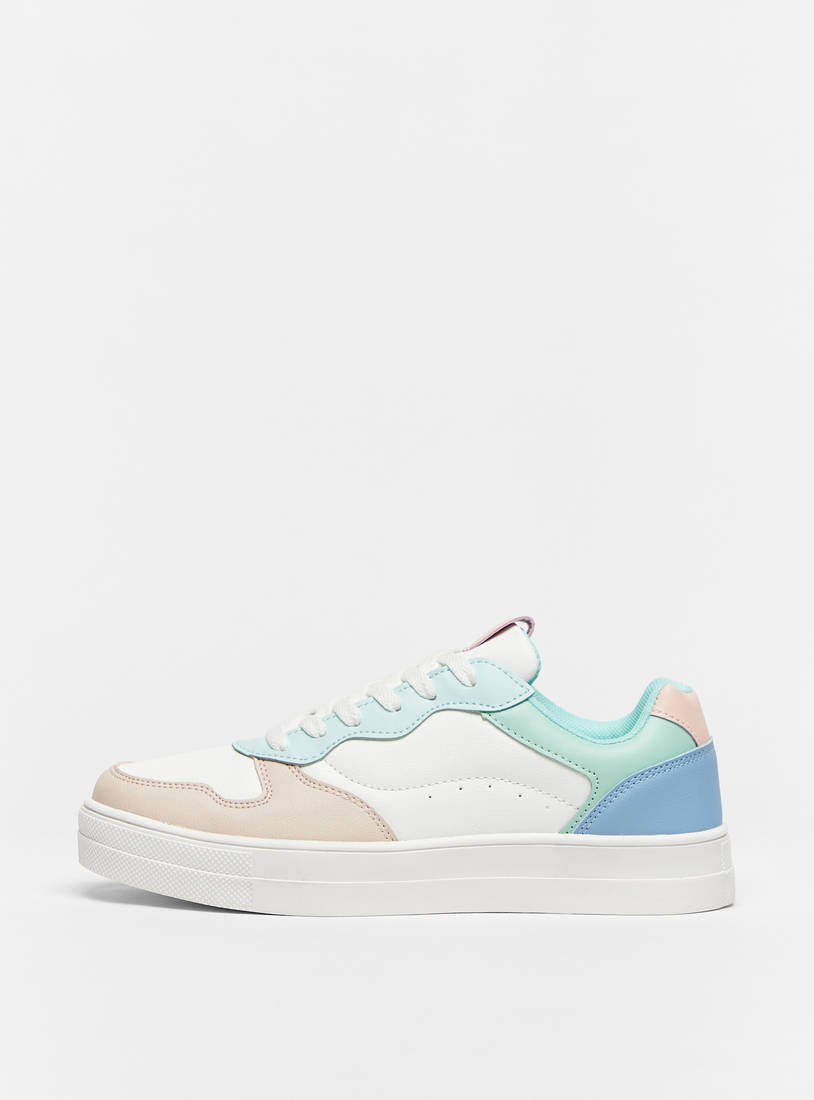 Panelled Sneakers with Lace-Up Closure-Sneakers-image-0