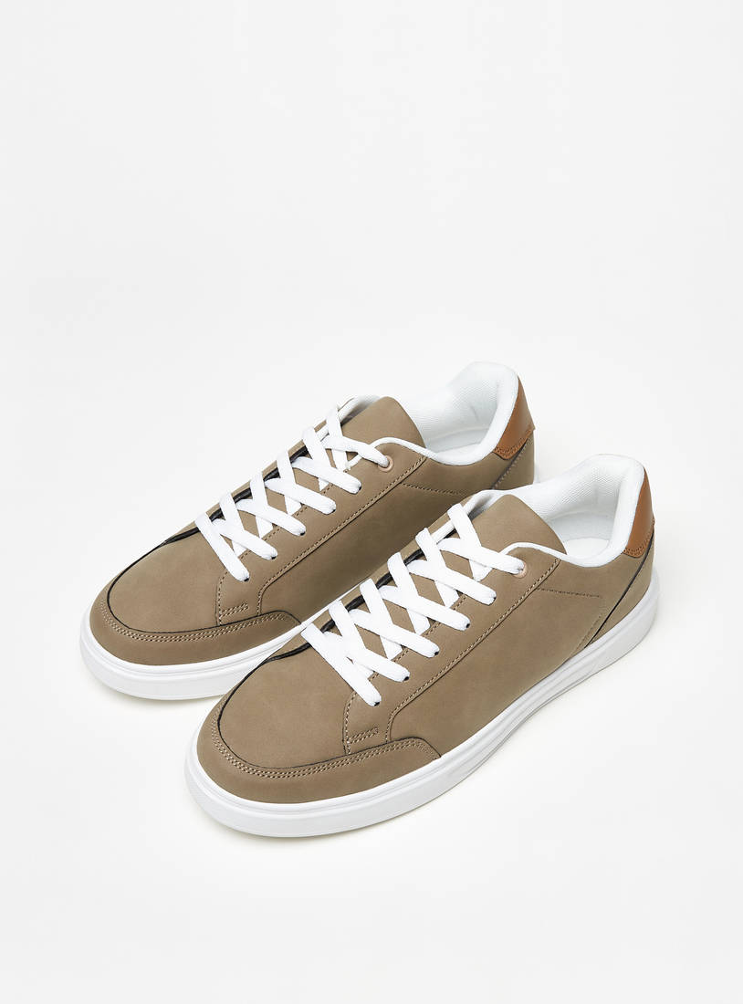 Plain Sneakers with Lace-Up Closure-Casual Shoes-image-1