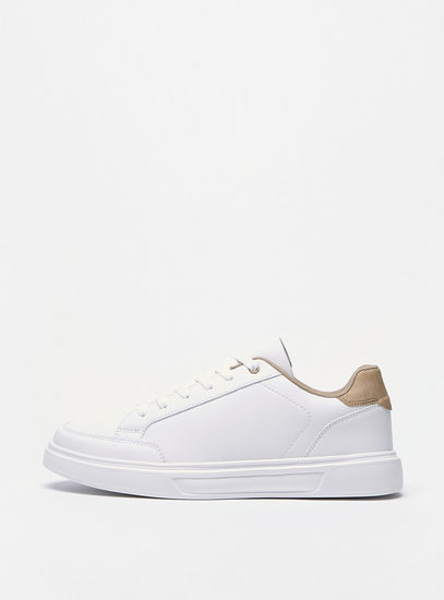 Plain Sneakers with Panel Detail and Lace-Up Closure-Casual Shoes-image-0