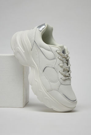 Panelled Sneakers with Lace-Up Closure-mxwomen-clothing-activewear-shoes-2