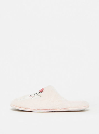 Marie Embroidered Slip-On Bedroom Slippers