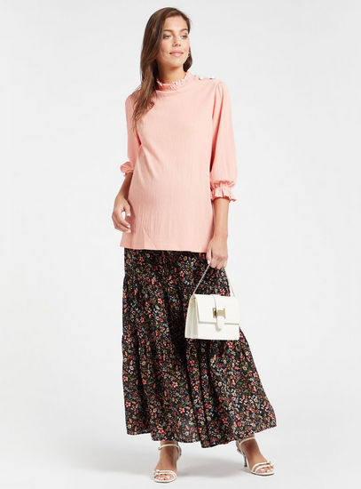 Floral Print Tiered Maternity Skirt