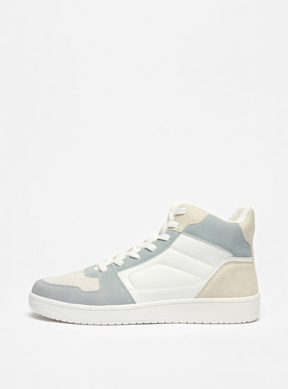 Colourblocked High Top Sneakers with Lace Up Closure-Sneakers-image-0