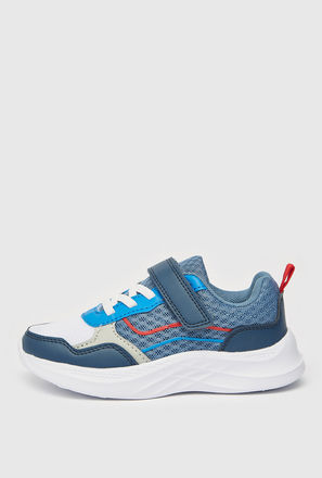 Panelled Sports Shoes with Hook and Loop Closure