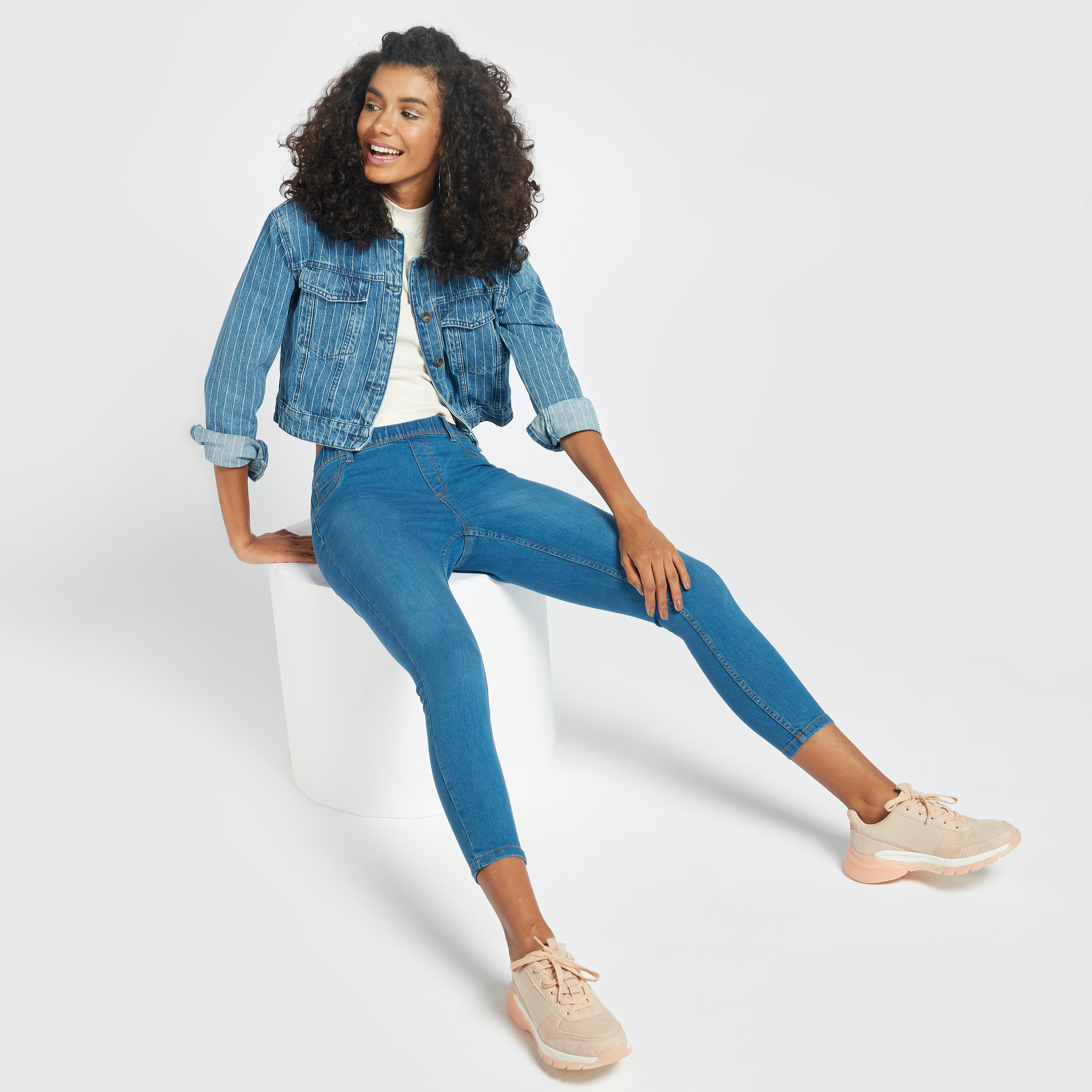 Shop Solid Skinny Fit Cropped Jeggings 