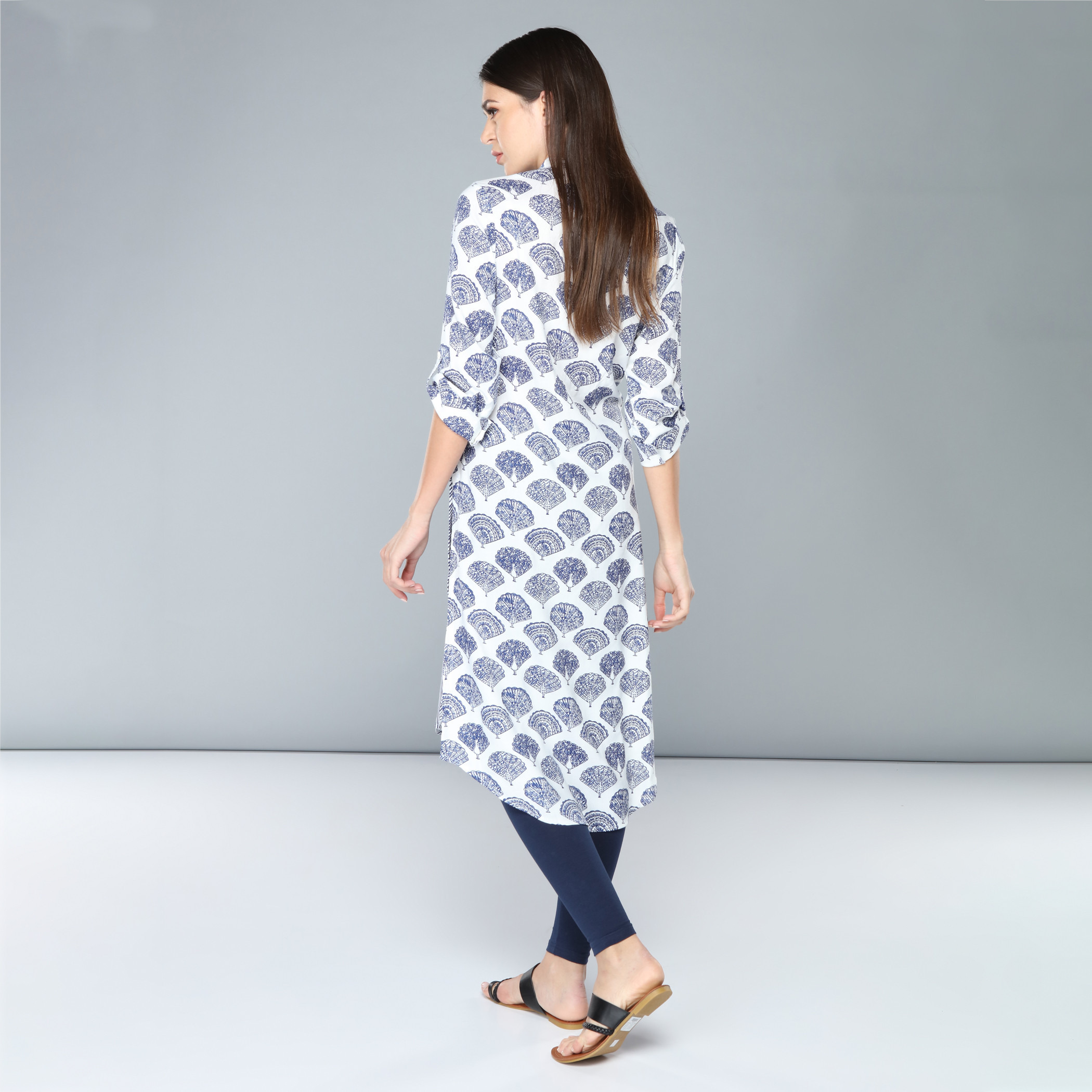 Shop Printed Indo Ethnic Kurti with Long Sleeves Online Max Bahrain