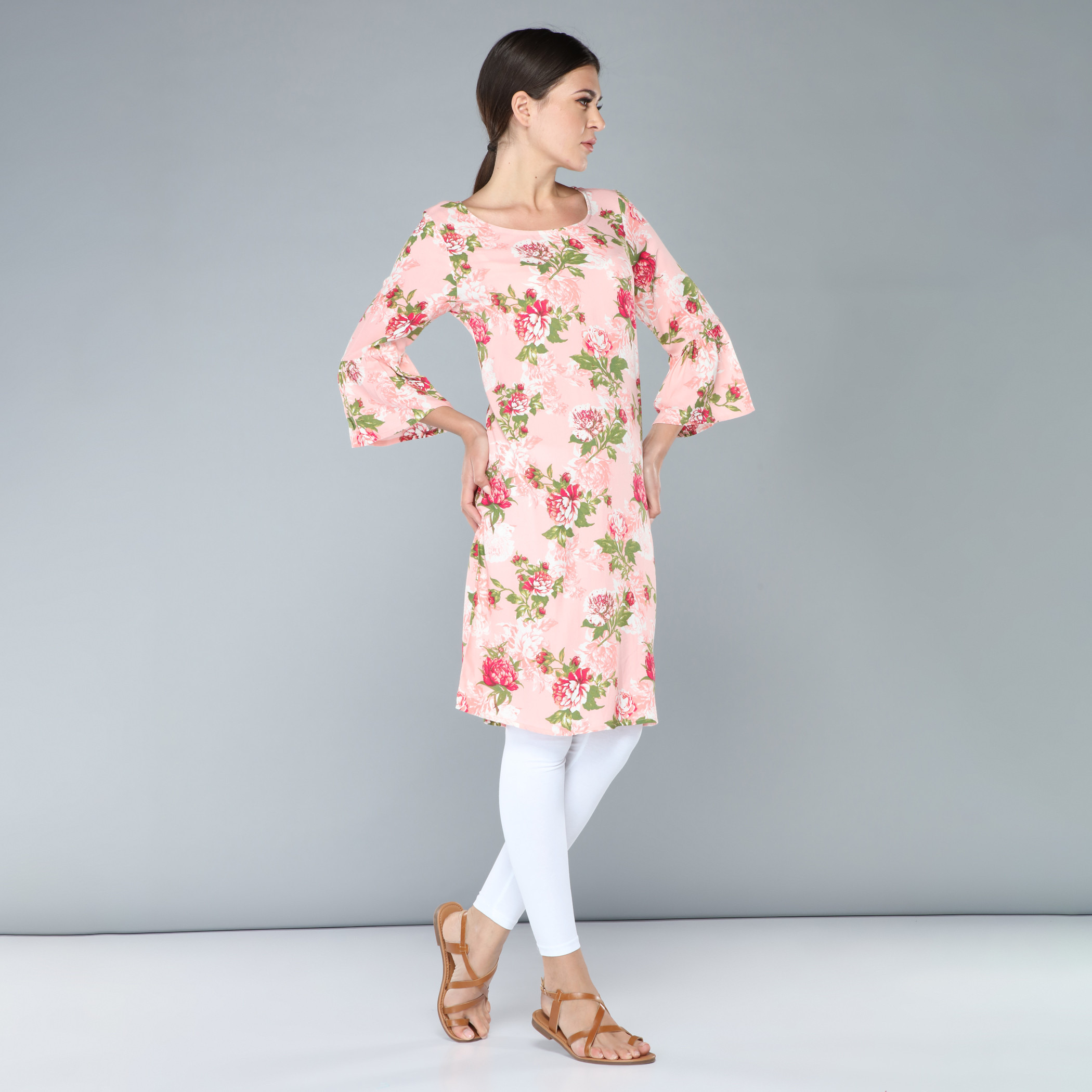 Shop Printed Indo-Ethnic Kurti with Boat Neck and 3/4 Sleeves Online | Max  Kuwait