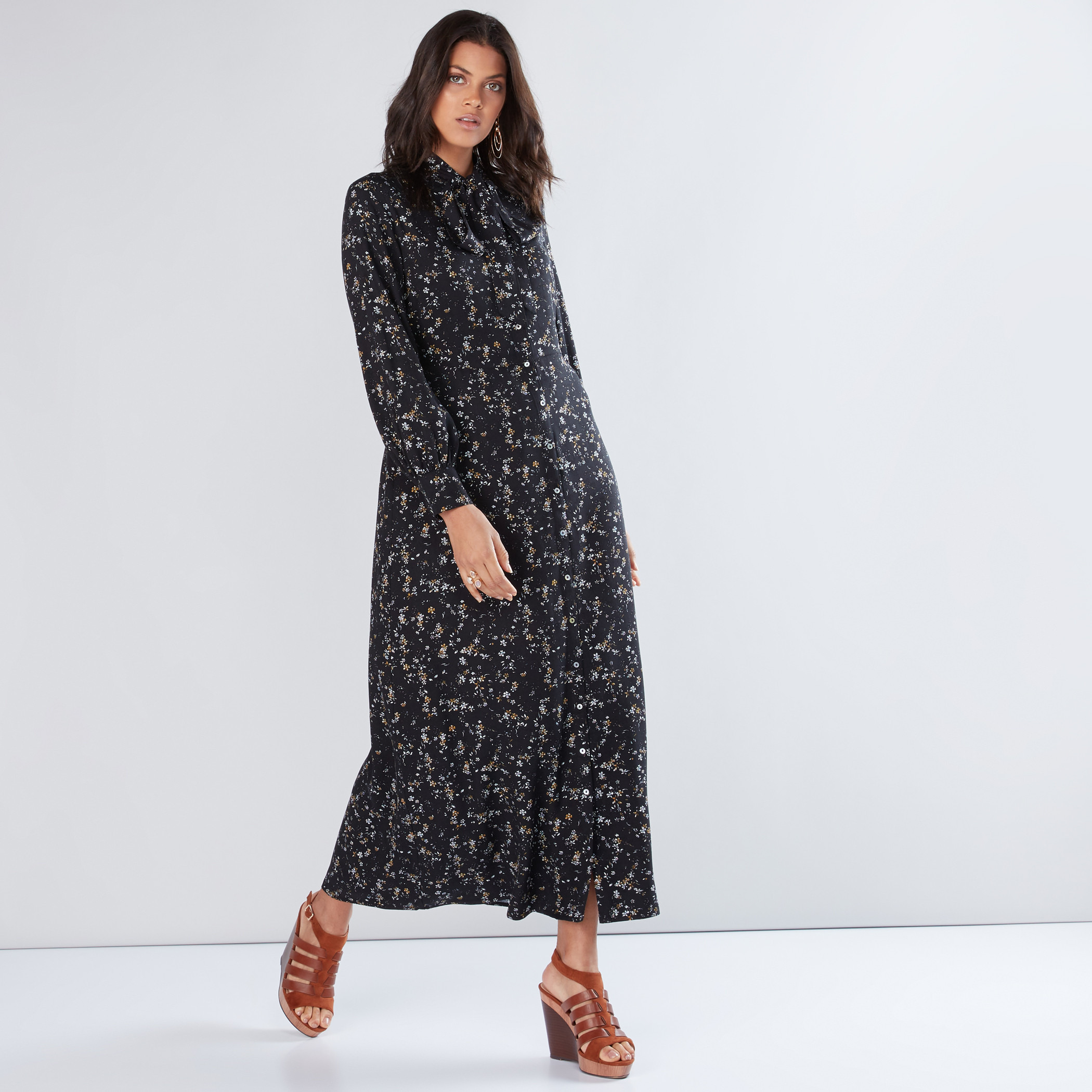 Shop Printed Maxi Dress with Long Sleeves Online Max UAE