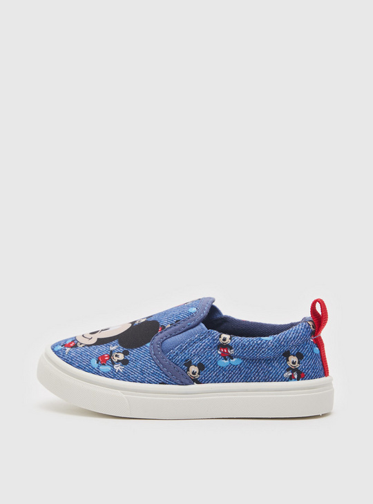 Mickey Mouse Print Canvas Shoes with Pull Tabs