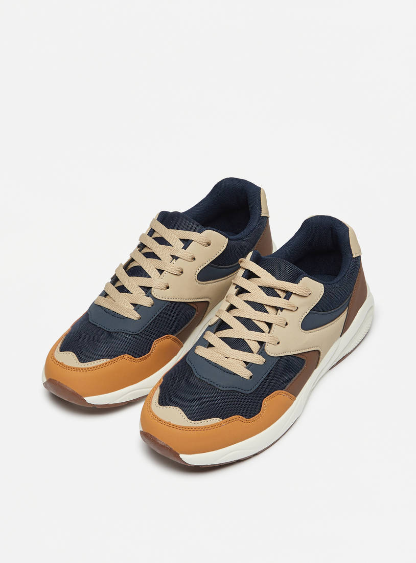 Colourblock Panel Detail Sports Shoes with Lace-Up Closure-Sports Shoes-image-1
