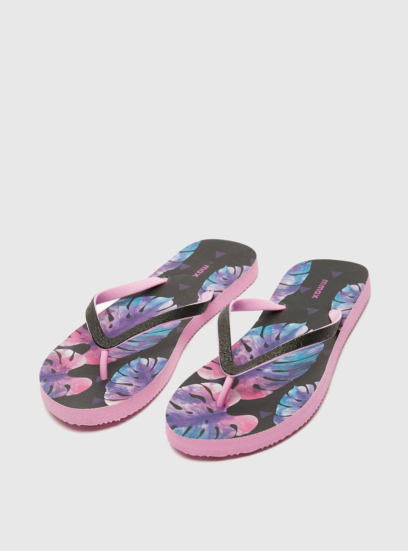 Tropical Print Slip-On Thong Slippers-Flip Flops-image-1
